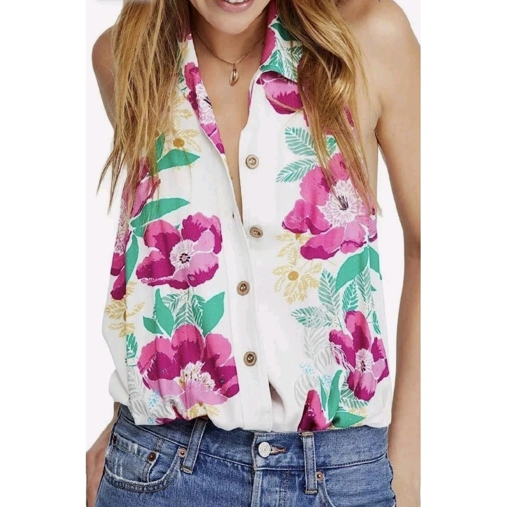 Intimately Free People Women S Offshore Halter Bodysuit Floral Open Back‎ Boho